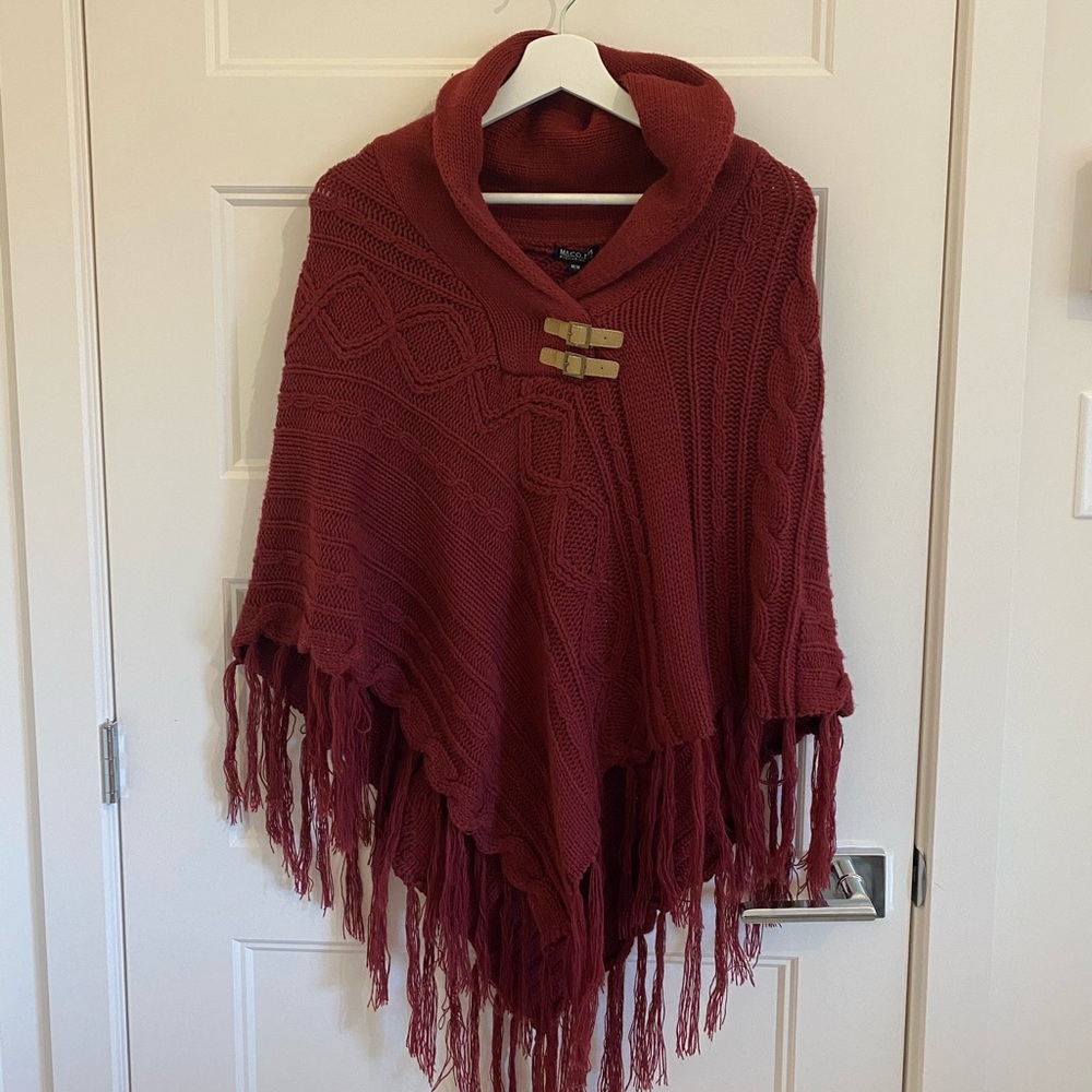 Burgundy poncho